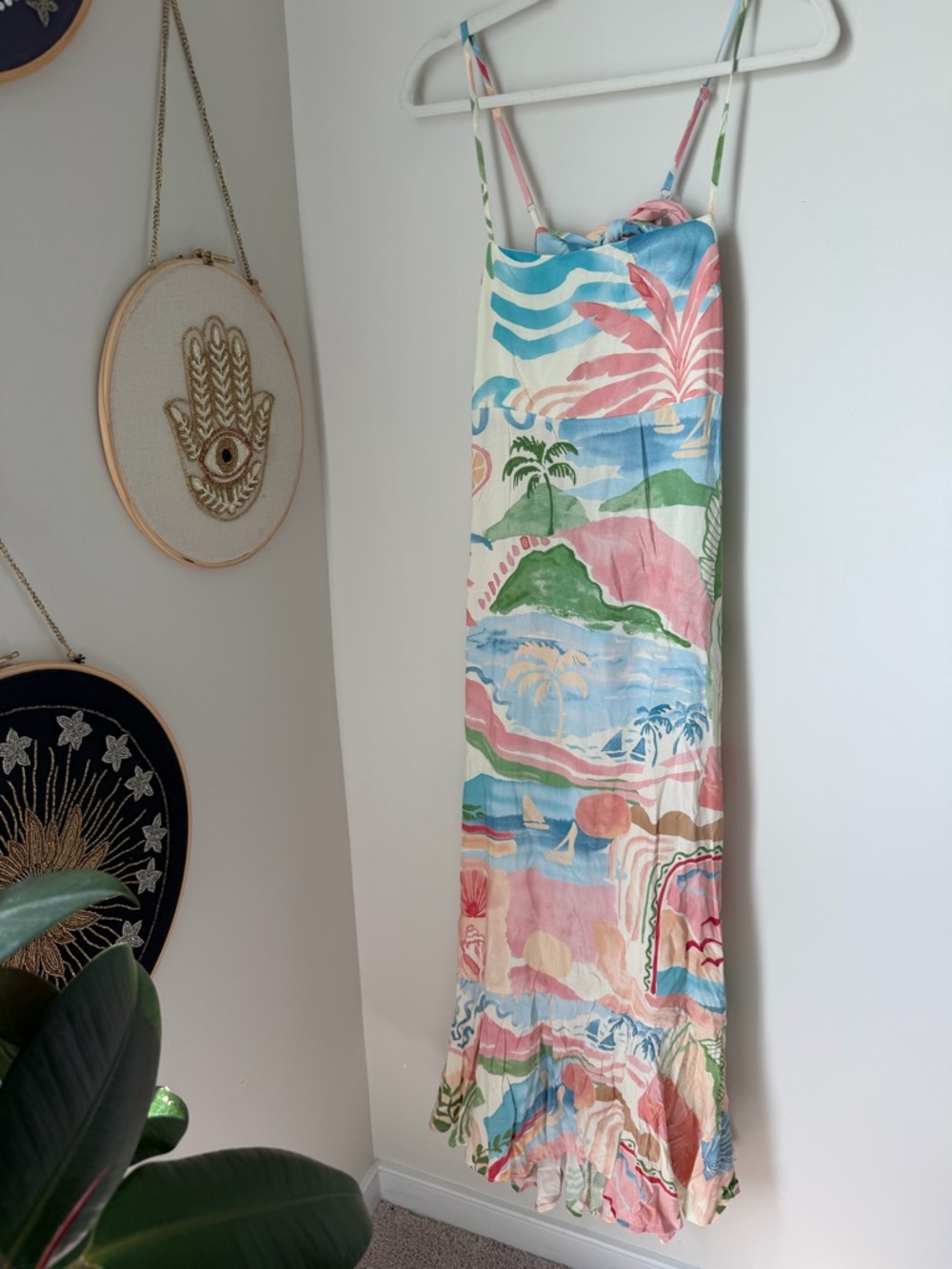 Paper heart island Tropical Print Maxi open back sun Dress